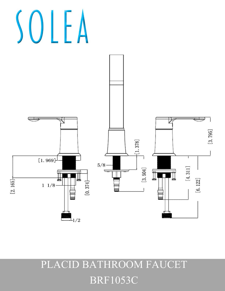 Solea Placid Widespread Dual Handle Stainless Steel 14.9X5.7X10 Bathroom Faucet - Chrome