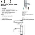 Solea Bliss Single Handle 6 Inch Chrome 1.9X6X5.9 Bathroom Vessel Faucet