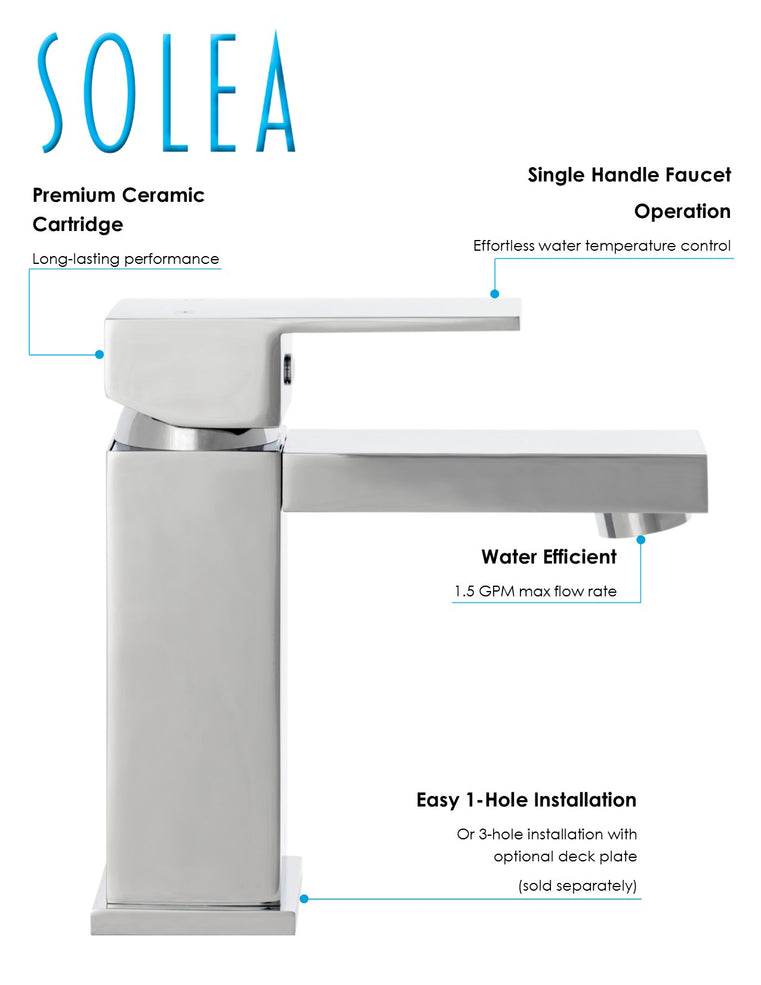 Solea Unity Single Handle 6 Inch Chrome 1.9X5.8X5.9 Bathroom Vessel Faucet - Chrome