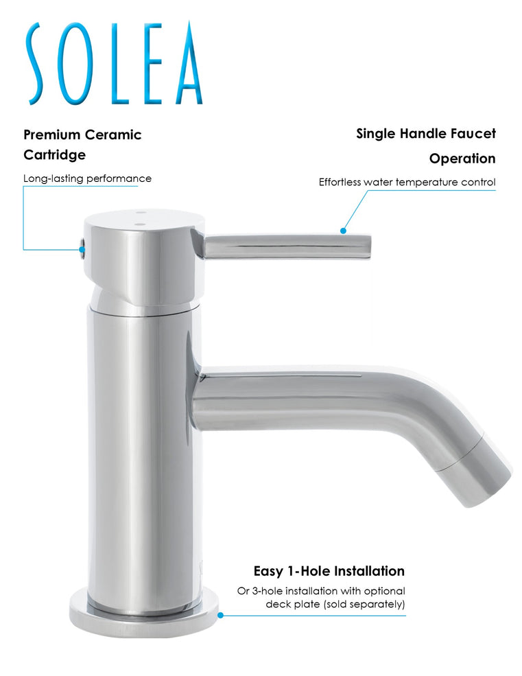 Solea Amity Single Handle 6 Inch Chrome 2.1X6.3X5.9 Bathroom Vessel Faucet - Chrome