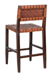 Safavieh Paxton Woven Leather Counter Stool , BST1003 - Cognac/Walnut Finish