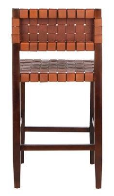 Safavieh Paxton Woven Leather Counter Stool , BST1003 - Cognac/Walnut Finish