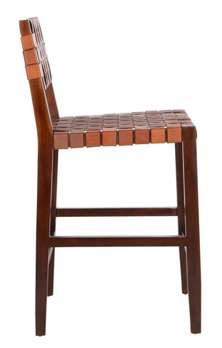 Safavieh Paxton Woven Leather Counter Stool , BST1003 - Cognac/Walnut Finish