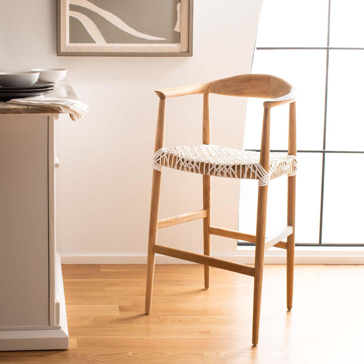 Safavieh Bandelier Barstool , BST1005 - Natural/White Leather