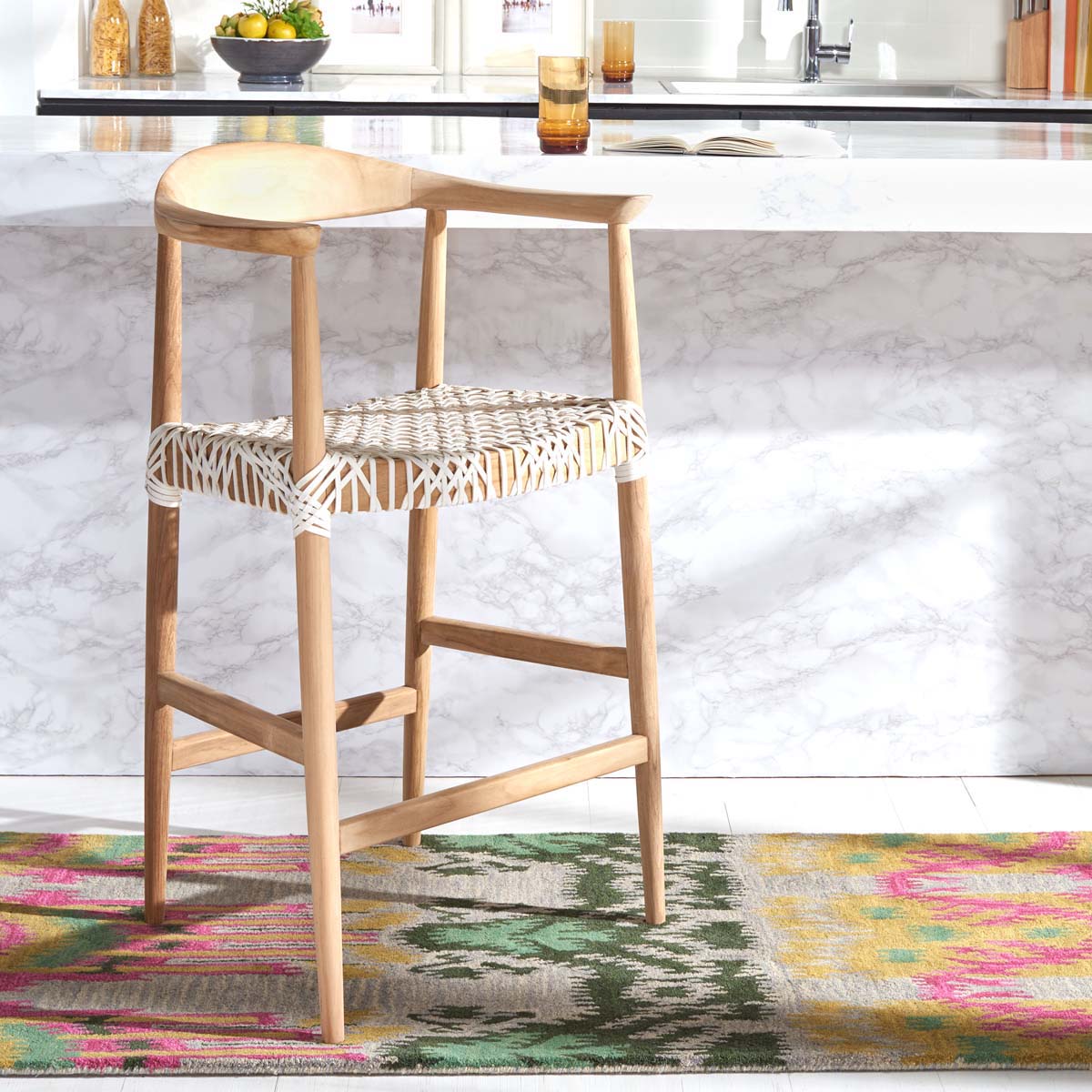 Safavieh Bandelier Counter Stool , BST1006 - Natural / White