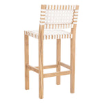 Safavieh Sorrento Counter Stool , BST1007 - Natural Teak/White Leather