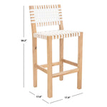 Safavieh Sorrento Counter Stool , BST1007 - Natural Teak/White Leather