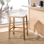 Safavieh Capri Counter Stool , BST1009 - Natural Teak/White Leather