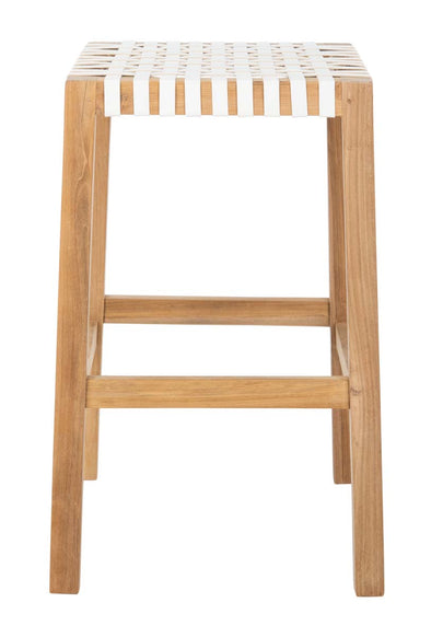 Safavieh Capri Counter Stool , BST1009 - Natural Teak/White Leather