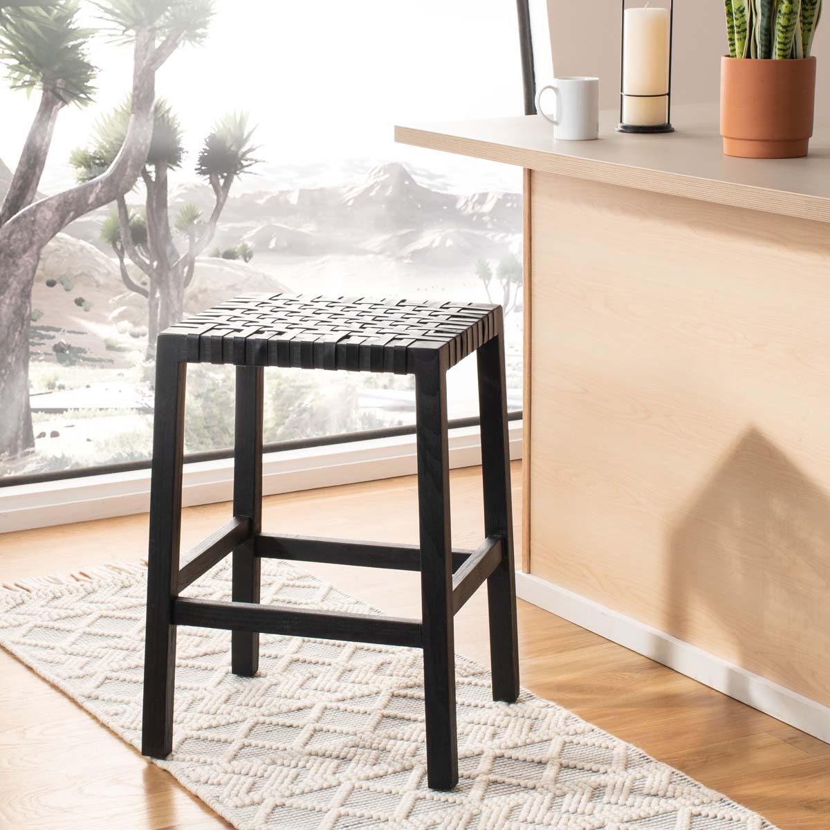 Safavieh Capri Counter Stool , BST1009 - Black/Black Leather