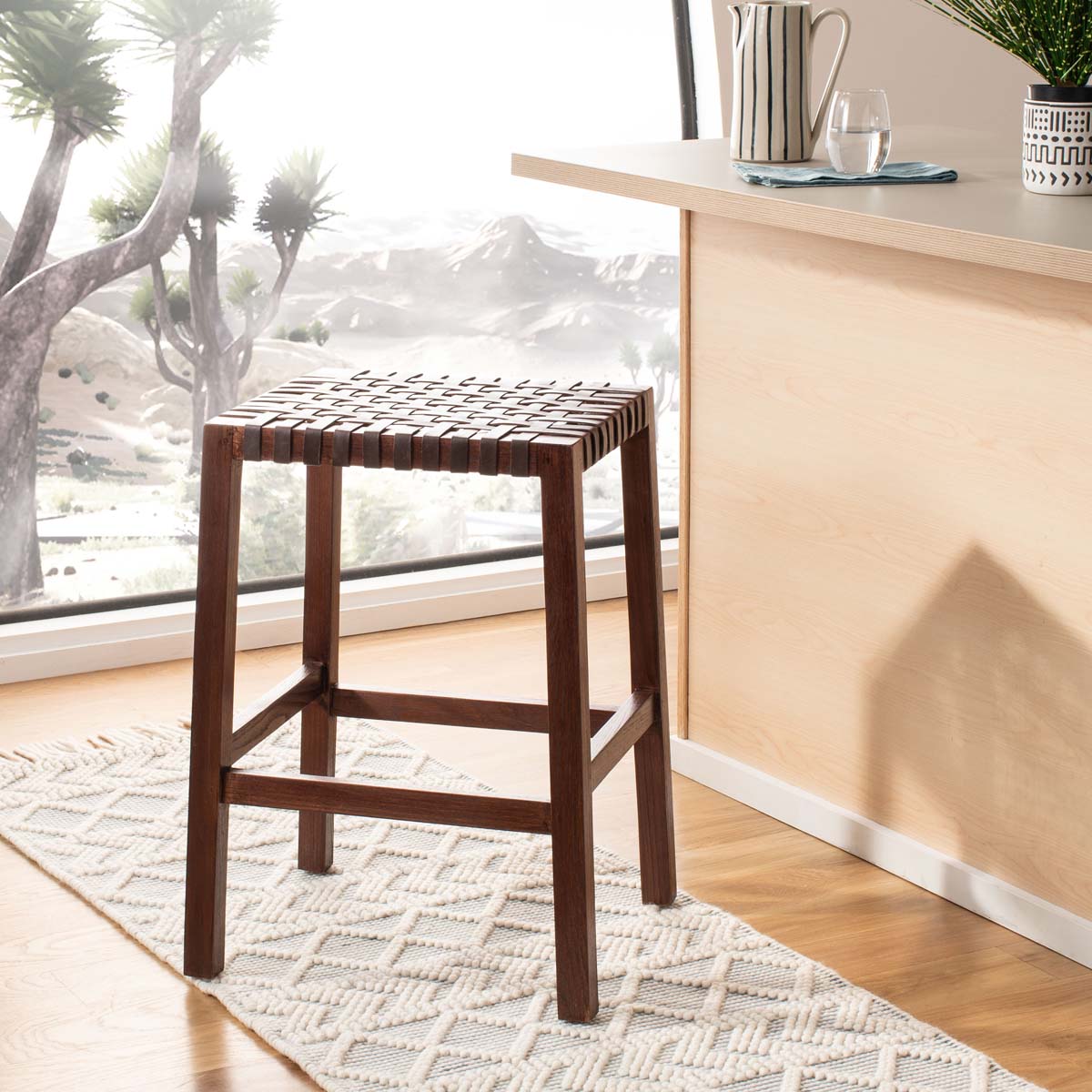 Safavieh Capri Counter Stool , BST1009 - Brown/Brown Leather