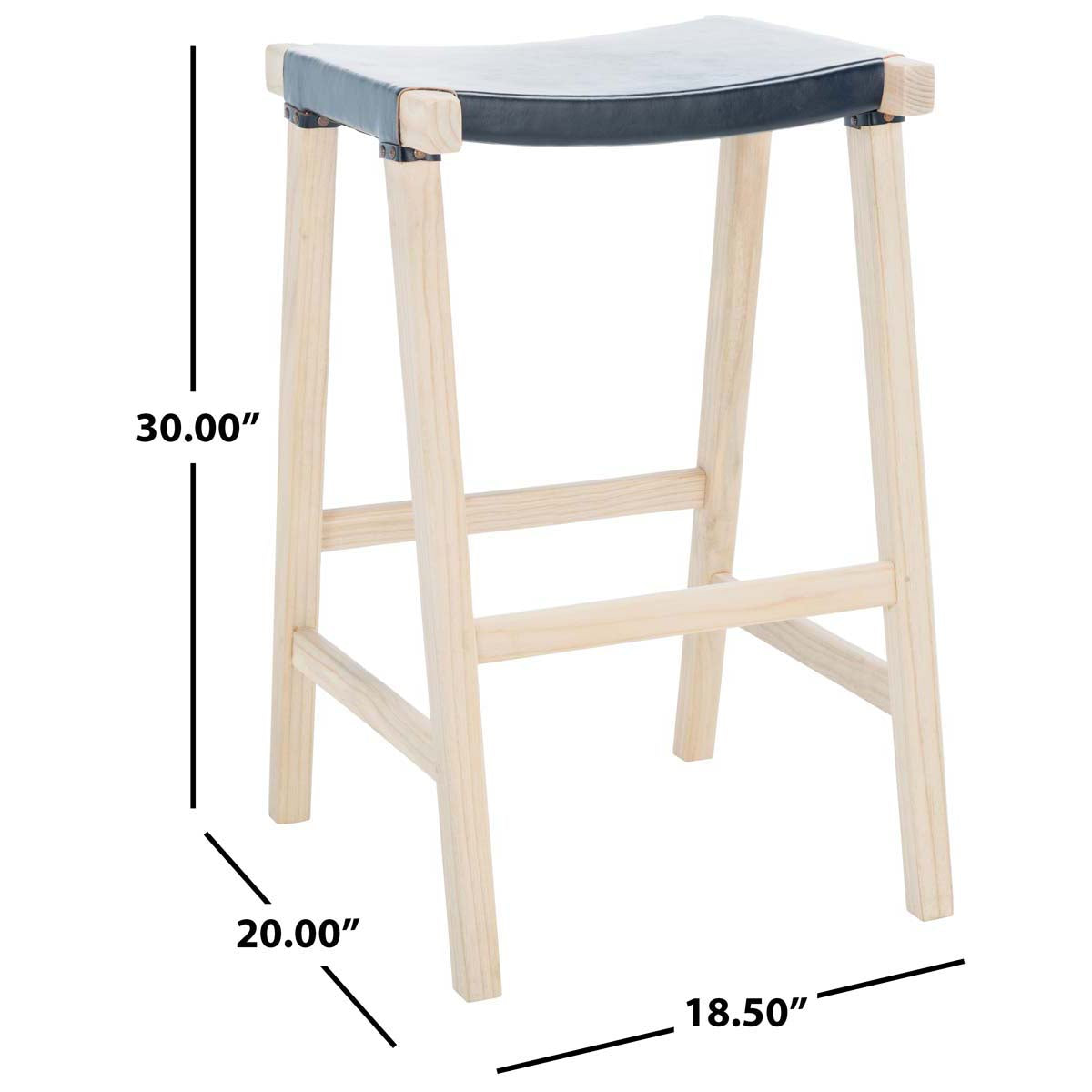 Safavieh Aariz Rectangle Barstool , BST1010 - Black / Natural
