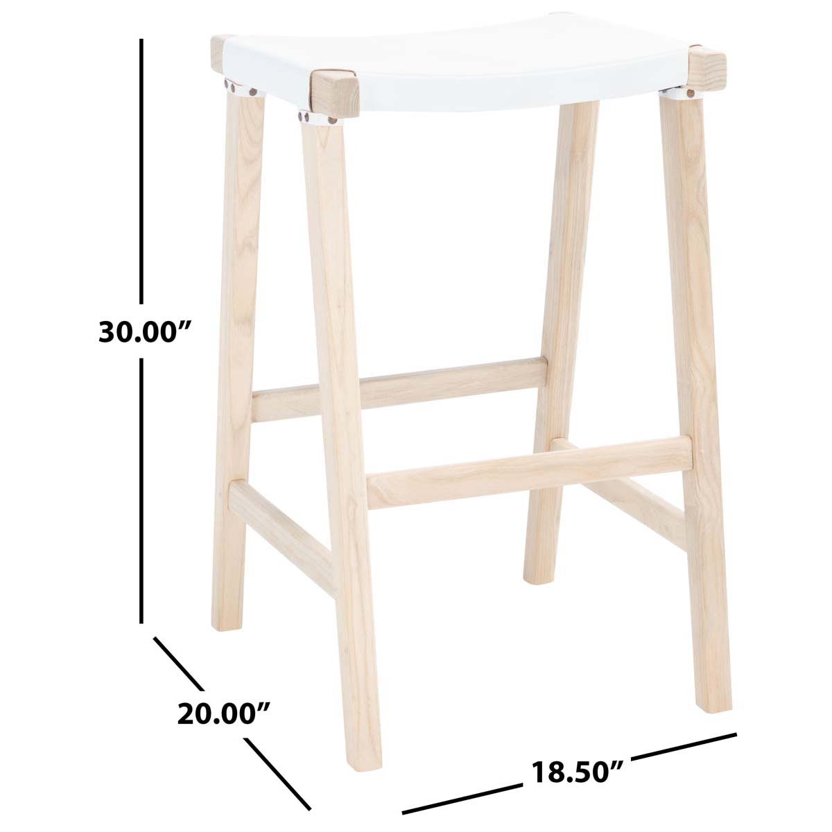 Safavieh Aariz Rectangle Barstool , BST1010 - White / Natural