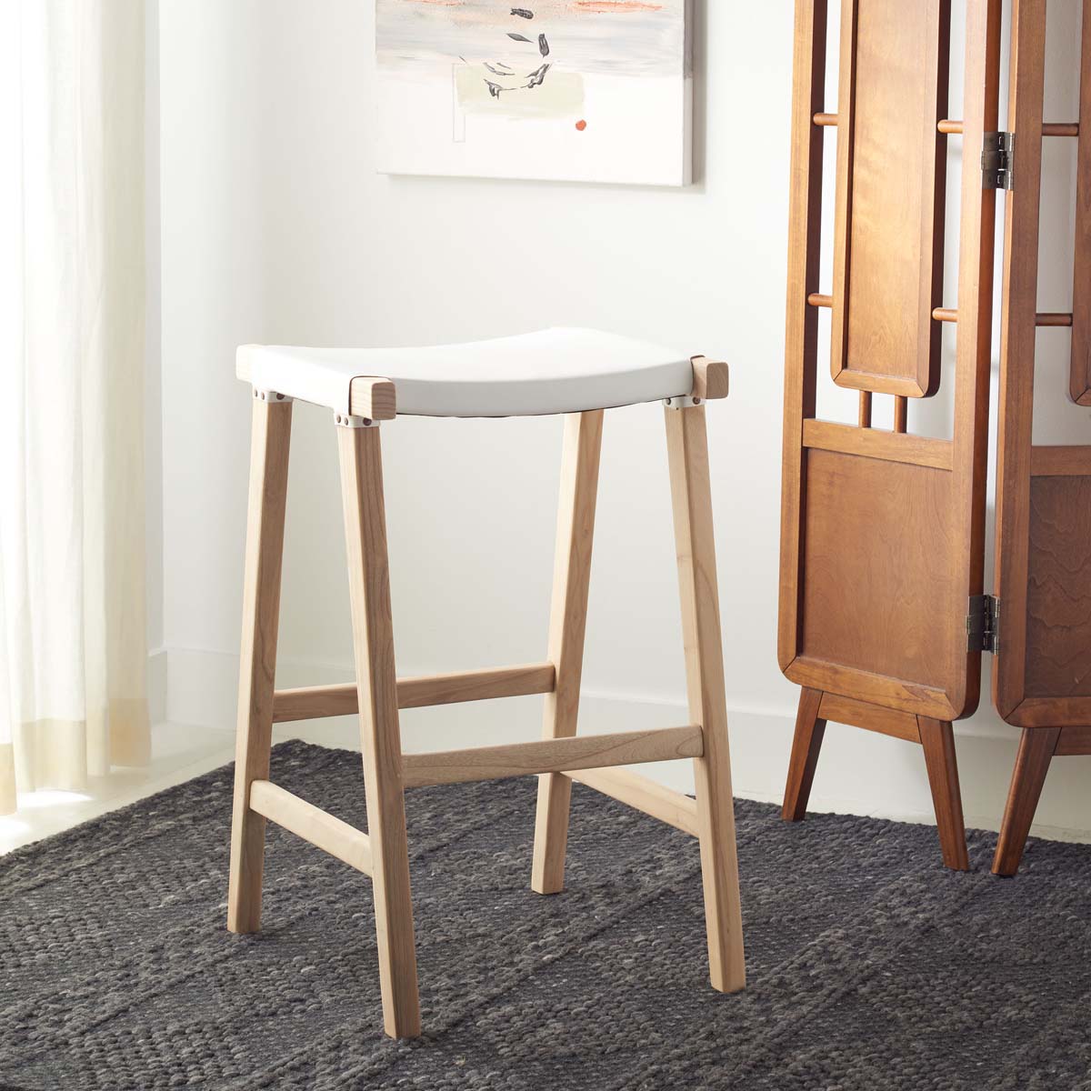 Safavieh Aariz Rectangle Barstool , BST1010 - White / Natural