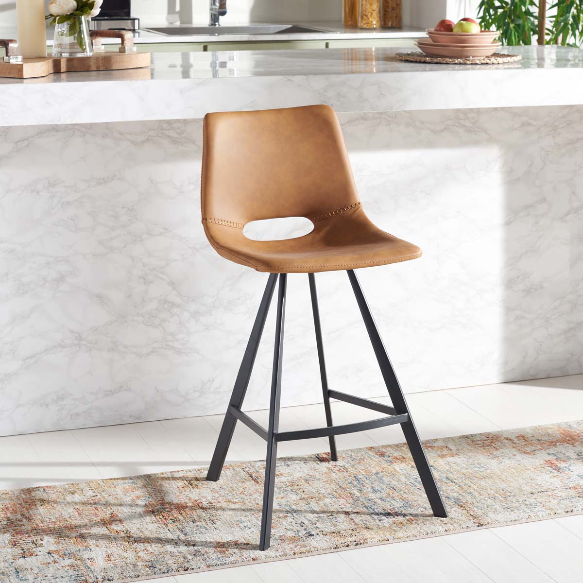 Safavieh Raylee Counter Stool , BST3015 - Cognac / Black