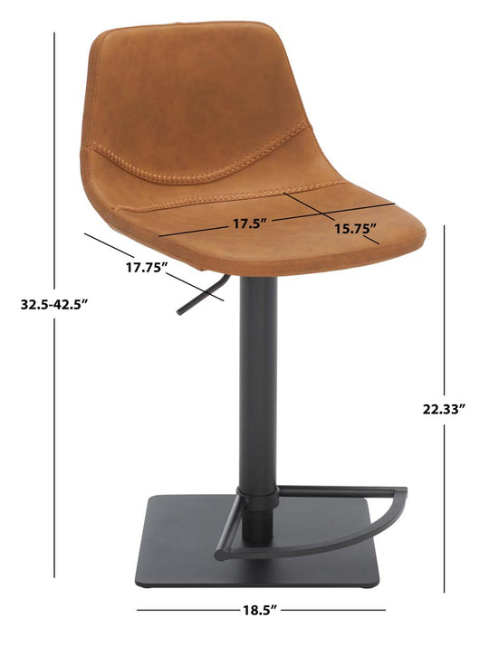 Safavieh Kynlee Gas Lift Barstool , BST3016 - Cognac / Black
