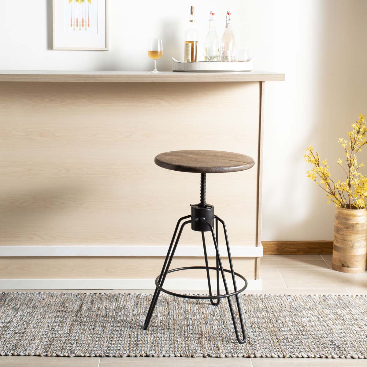 Safavieh Kai Adjustable Swivel Counter Stool , BST3700 - Natural Honey/Black