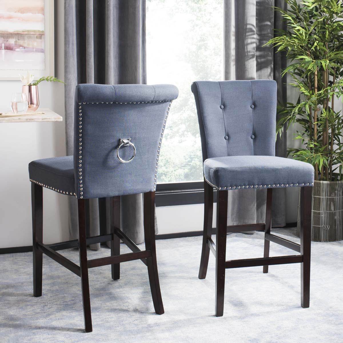 Safavieh Taylor Bar Stool , BST6300 - Navy / Espresso (Set of 2)