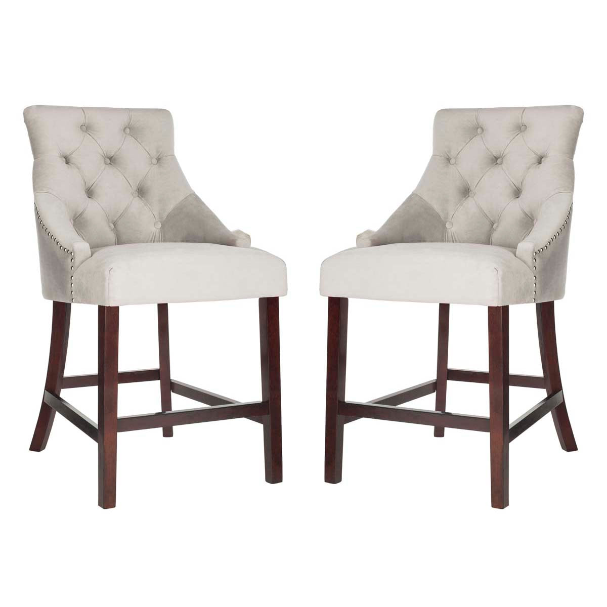 Safavieh Eleni Tufted Wing Back Counter Stool , BST6305 - Grey / Espresso (Set of 2)