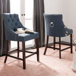 Safavieh Eleni Tufted Wing Back Counter Stool , BST6305 - Navy / Espresso (Set of 2)