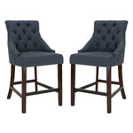 Safavieh Eleni Tufted Wing Back Counter Stool , BST6305 - Navy / Espresso (Set of 2)
