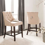 Safavieh Eleni Tufted Wing Back Counter Stool , BST6305 - Beige / Espresso (Set of 2)