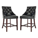 Safavieh Eleni Tufted Wing Back Counter Stool , BST6305 -  Black/Chrome /Espresso Leg