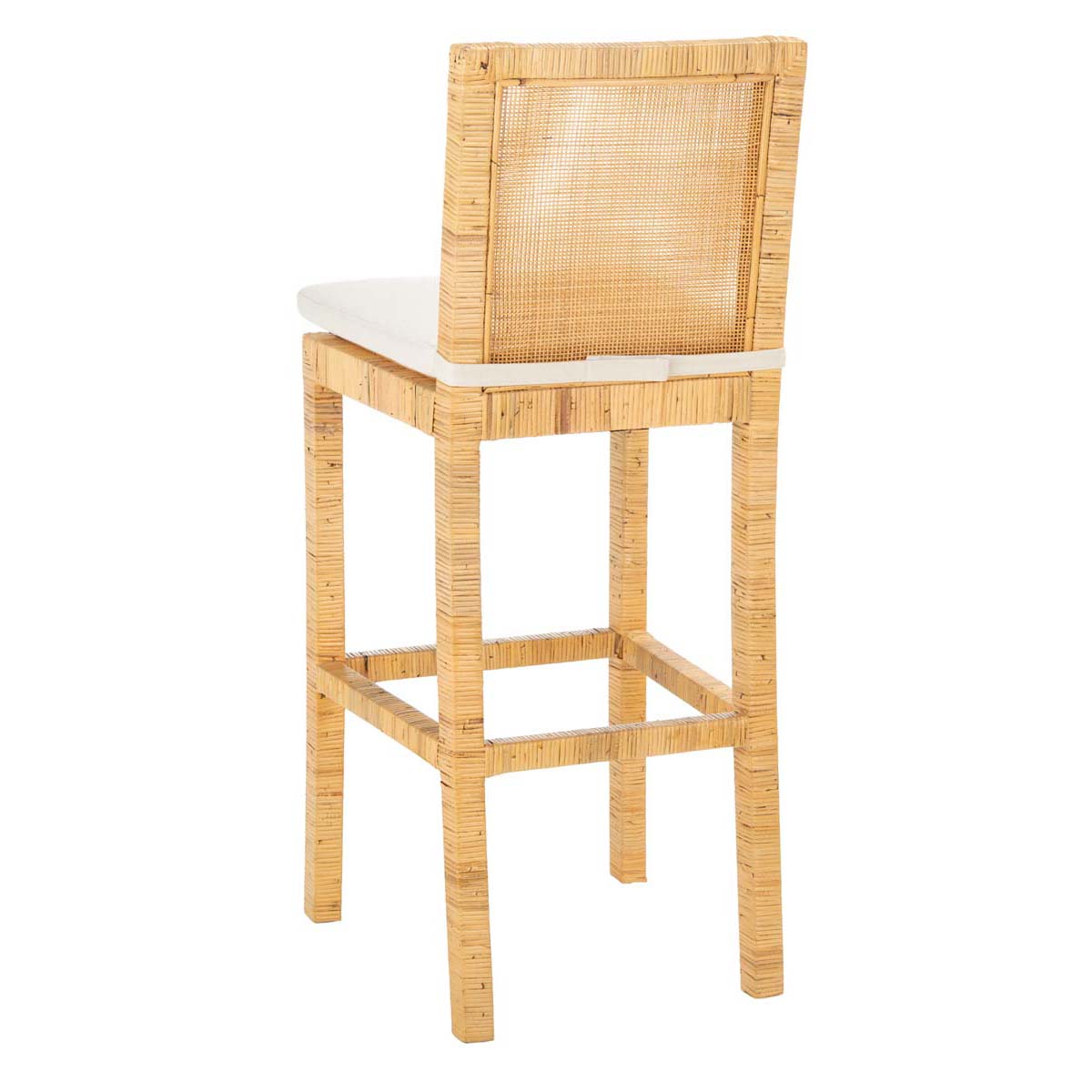 Safavieh Tojo Cane Bar Stool W/ Cushion , BST6503 - Natural / White