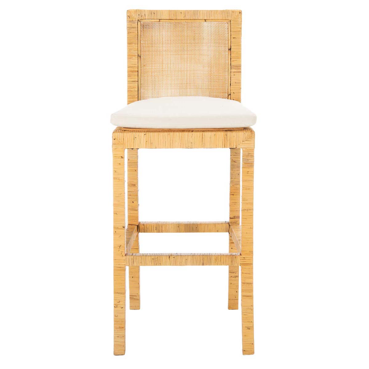 Safavieh Tojo Cane Bar Stool W/ Cushion , BST6503 - Natural / White