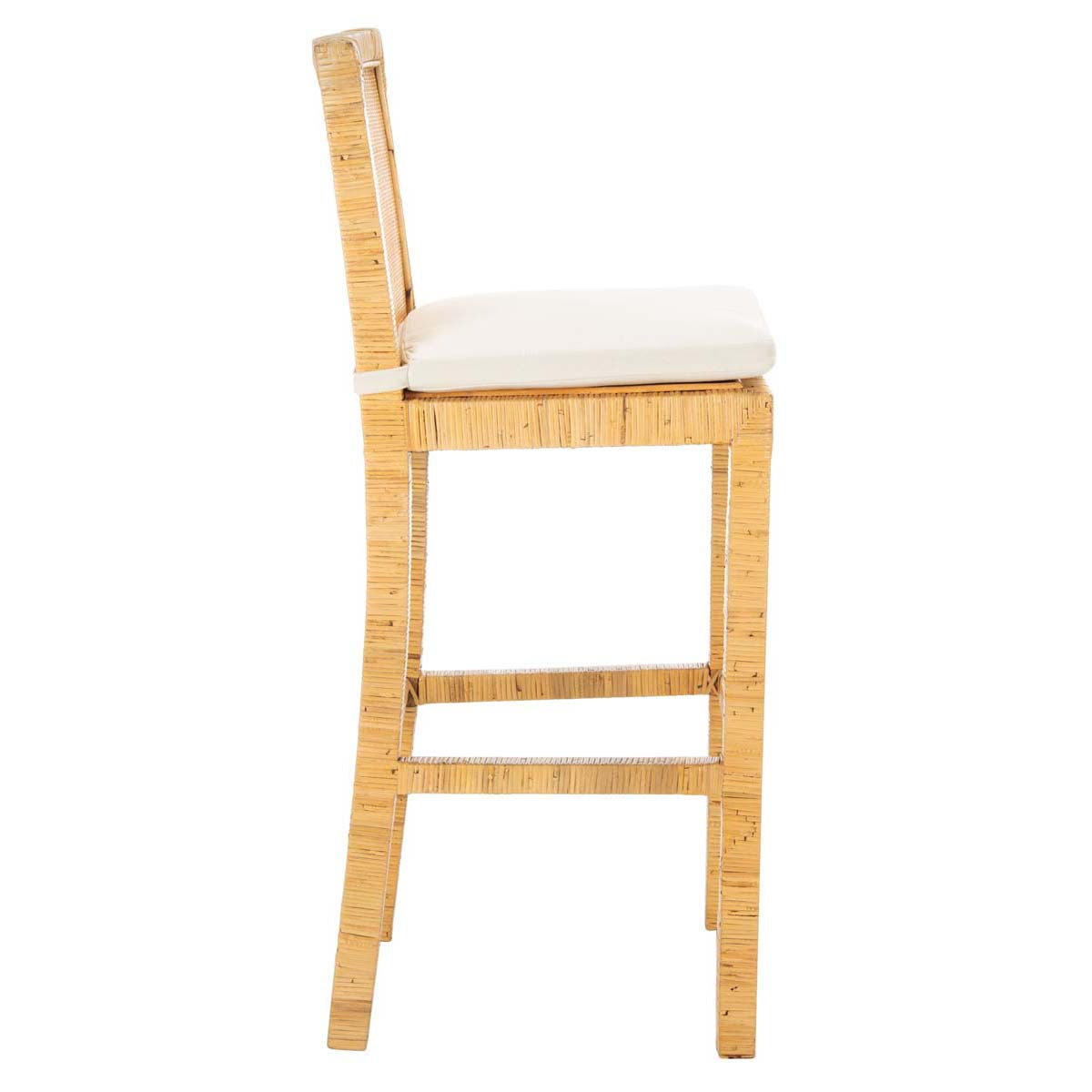 Safavieh Tojo Cane Bar Stool W/ Cushion , BST6503 - Natural / White