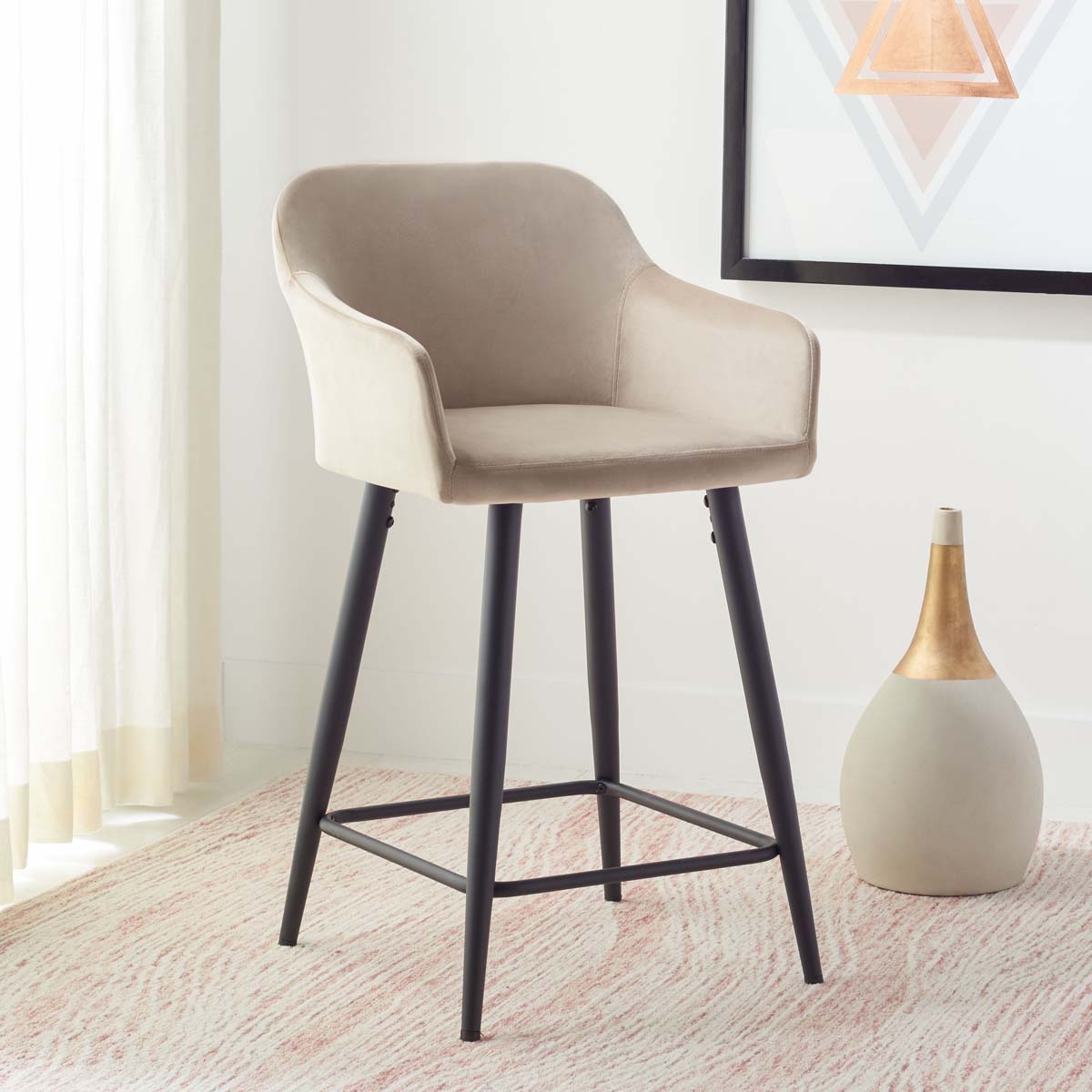 Safavieh Cataleya Counter Stool , BST7503 - Taupe / Black