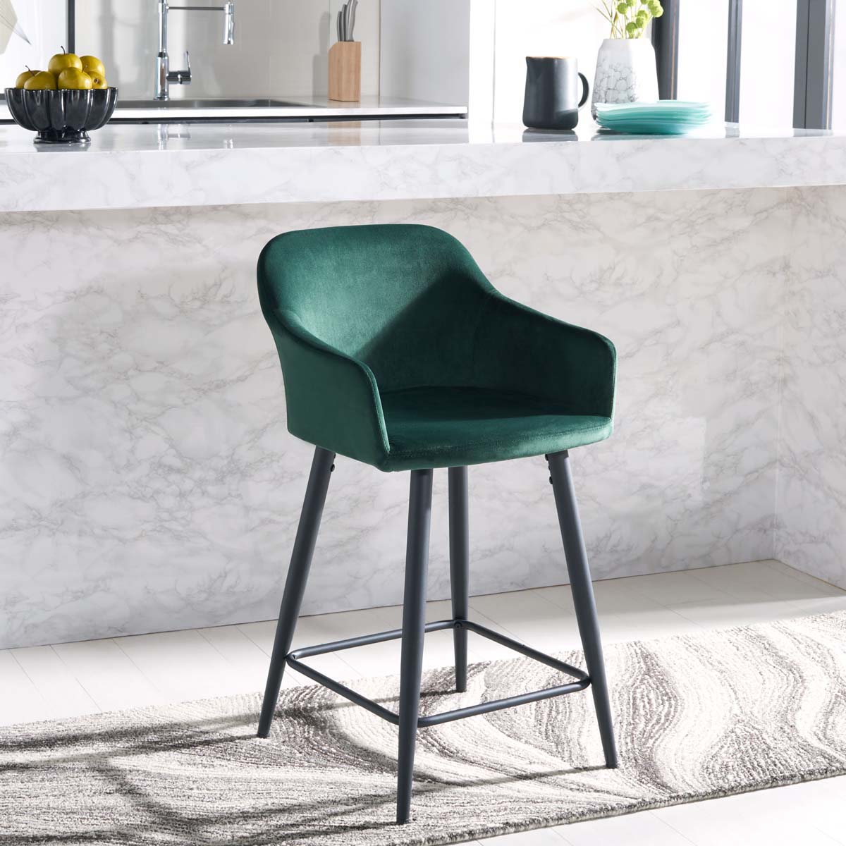 Safavieh Cataleya Counter Stool , BST7503 - Malachite Green / Black
