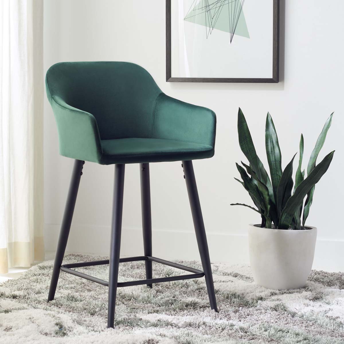 Safavieh Cataleya Counter Stool , BST7503 - Malachite Green / Black