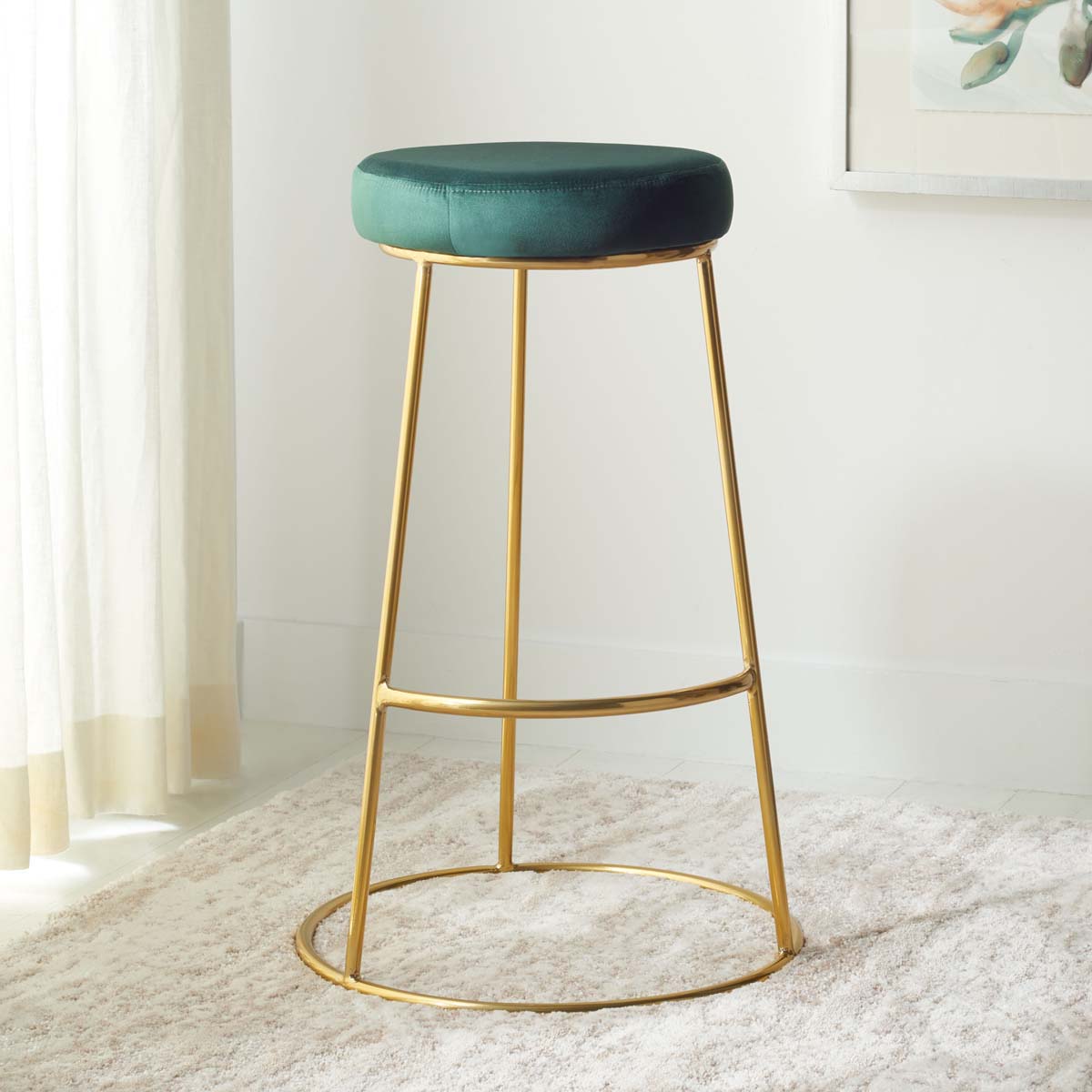 Safavieh Sabina Round Bar Stool , BST7506 - Malachite Green / Gold