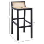 Safavieh Saito Low Back Cane Bar Stool , BST9501 - Black / Natural