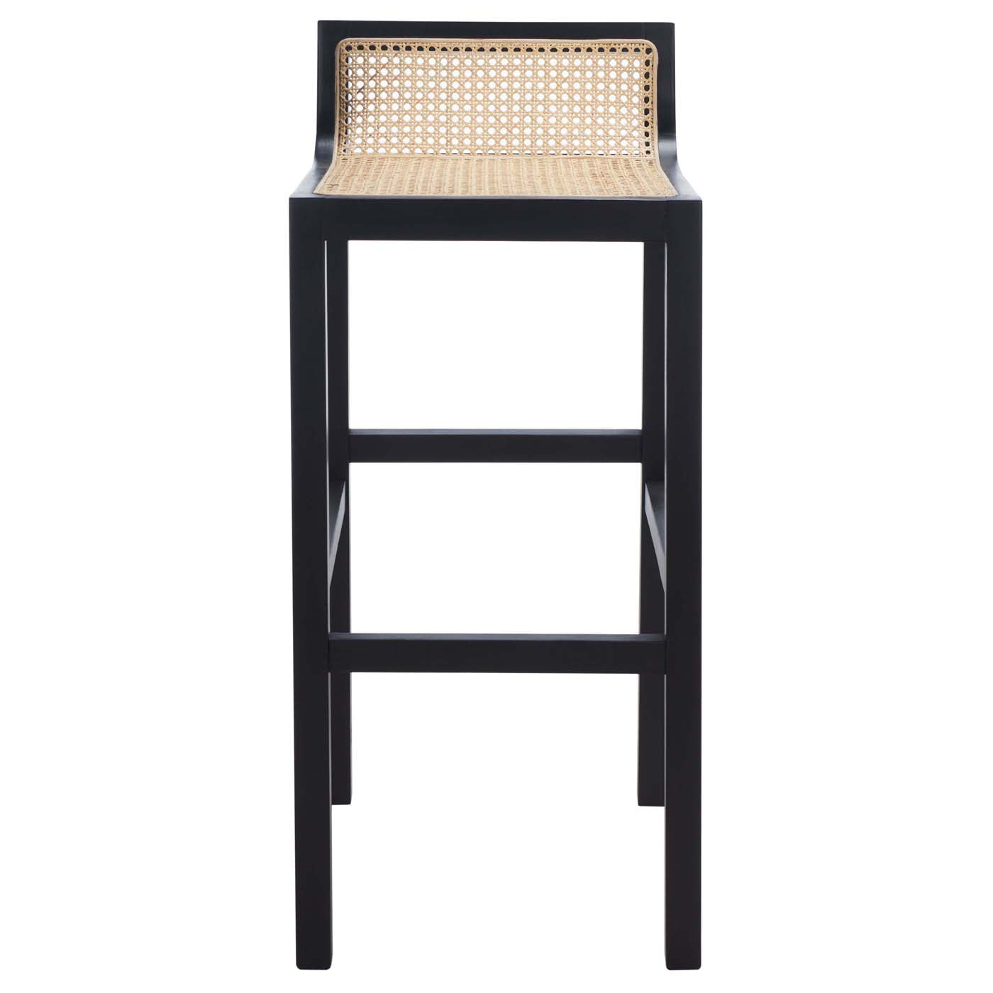 Safavieh Saito Low Back Cane Bar Stool , BST9501 - Black / Natural