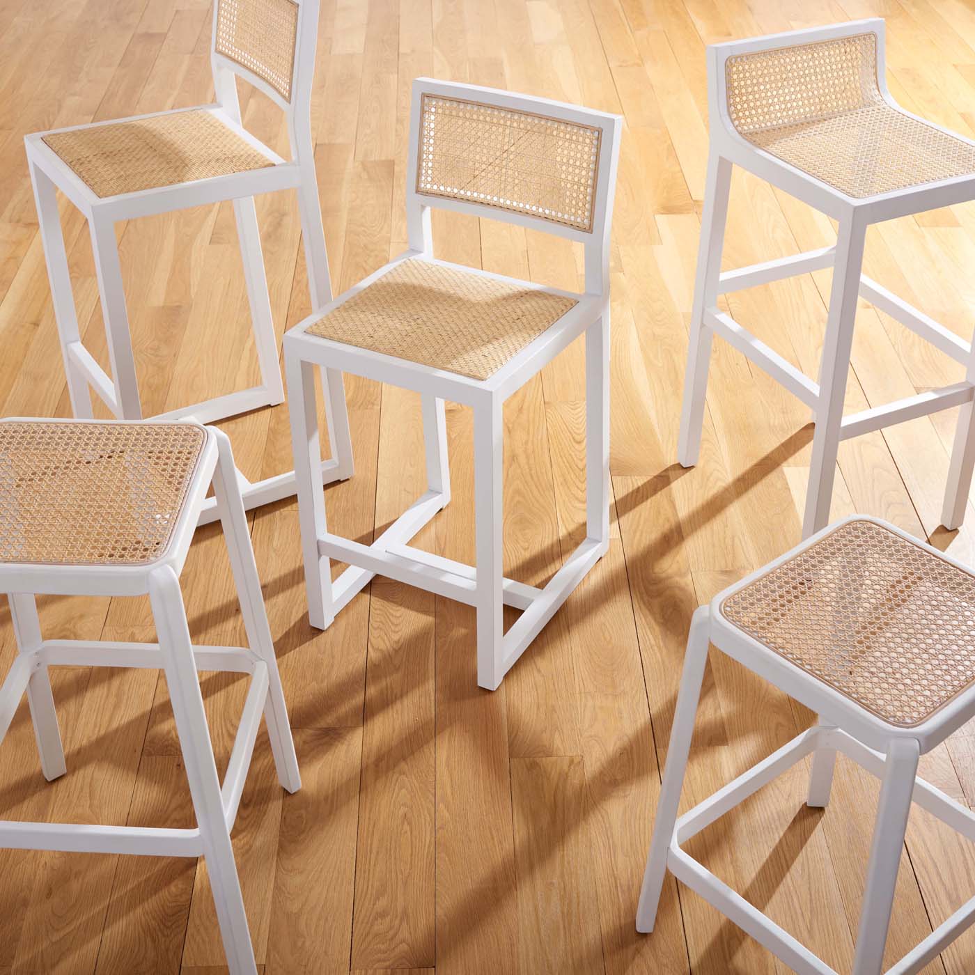 Safavieh Saito Low Back Cane Bar Stool , BST9501 - White / Natural