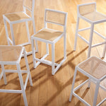 Safavieh Saito Low Back Cane Bar Stool , BST9501 - White / Natural