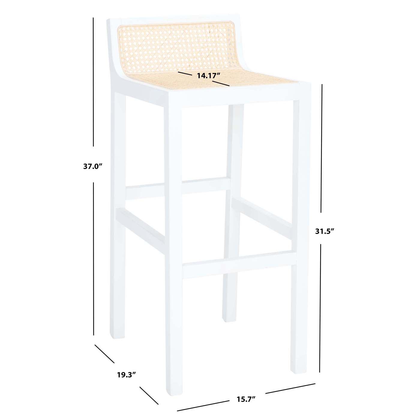 Safavieh Saito Low Back Cane Bar Stool , BST9501 - White / Natural