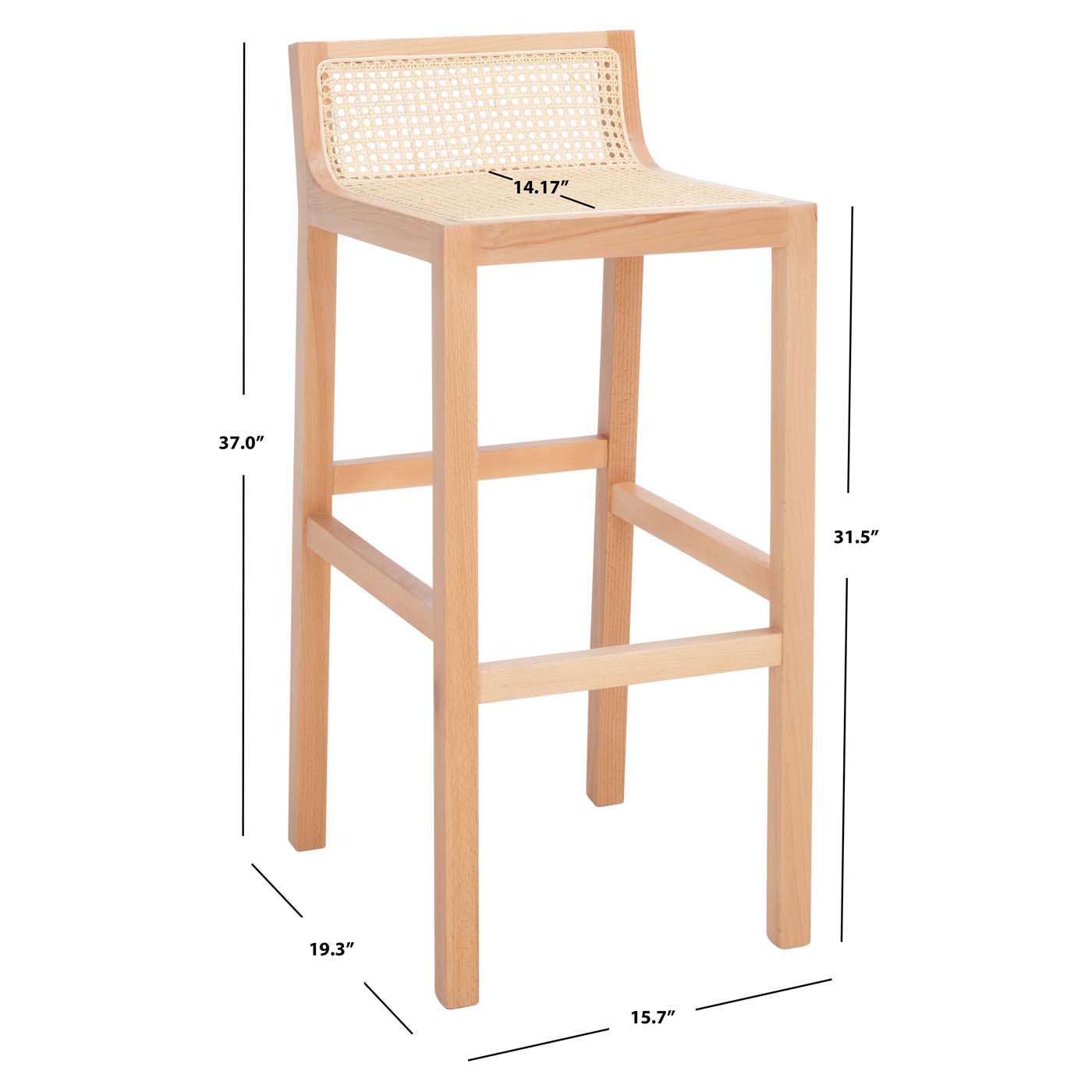 Safavieh Saito Low Back Cane Bar Stool , BST9501 - Natural