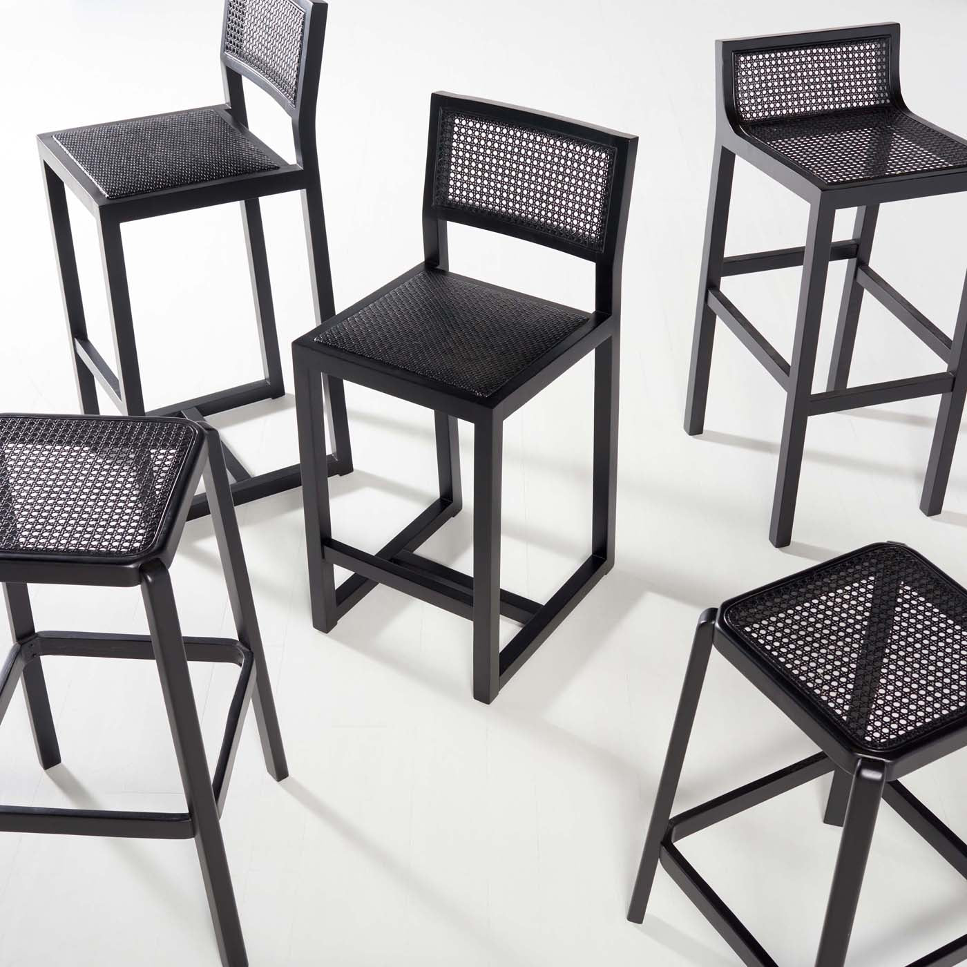 Safavieh Saito Low Back Cane Bar Stool , BST9501 - Black