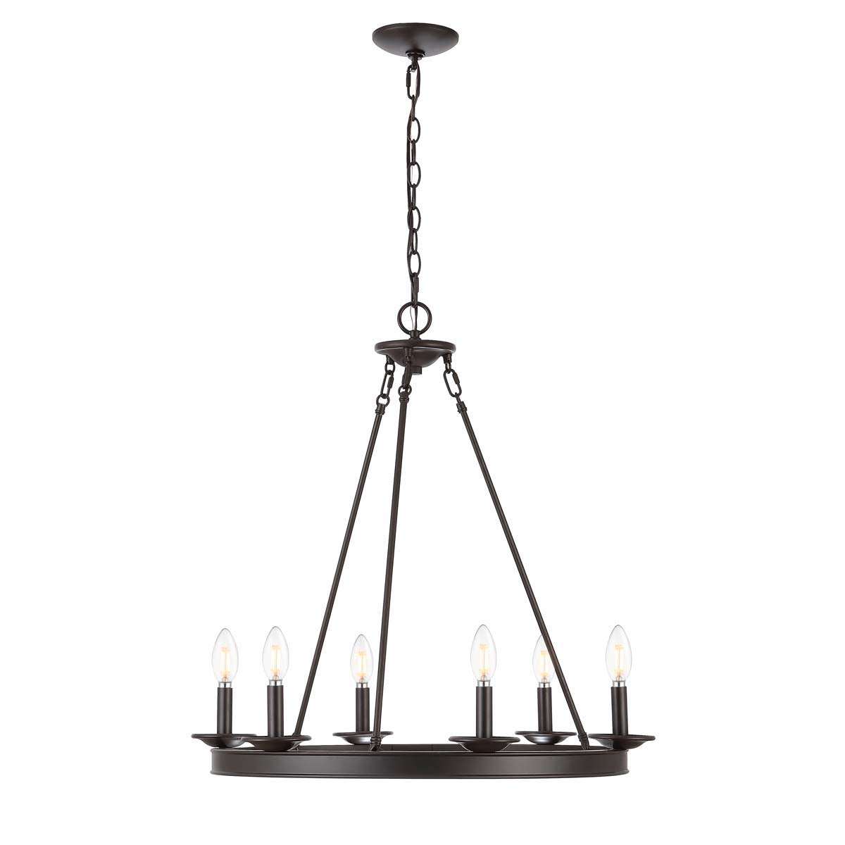 Safavieh Joris 6Lt Chandelier, CHA4015 - Oil Rubbed Bronze (Black)