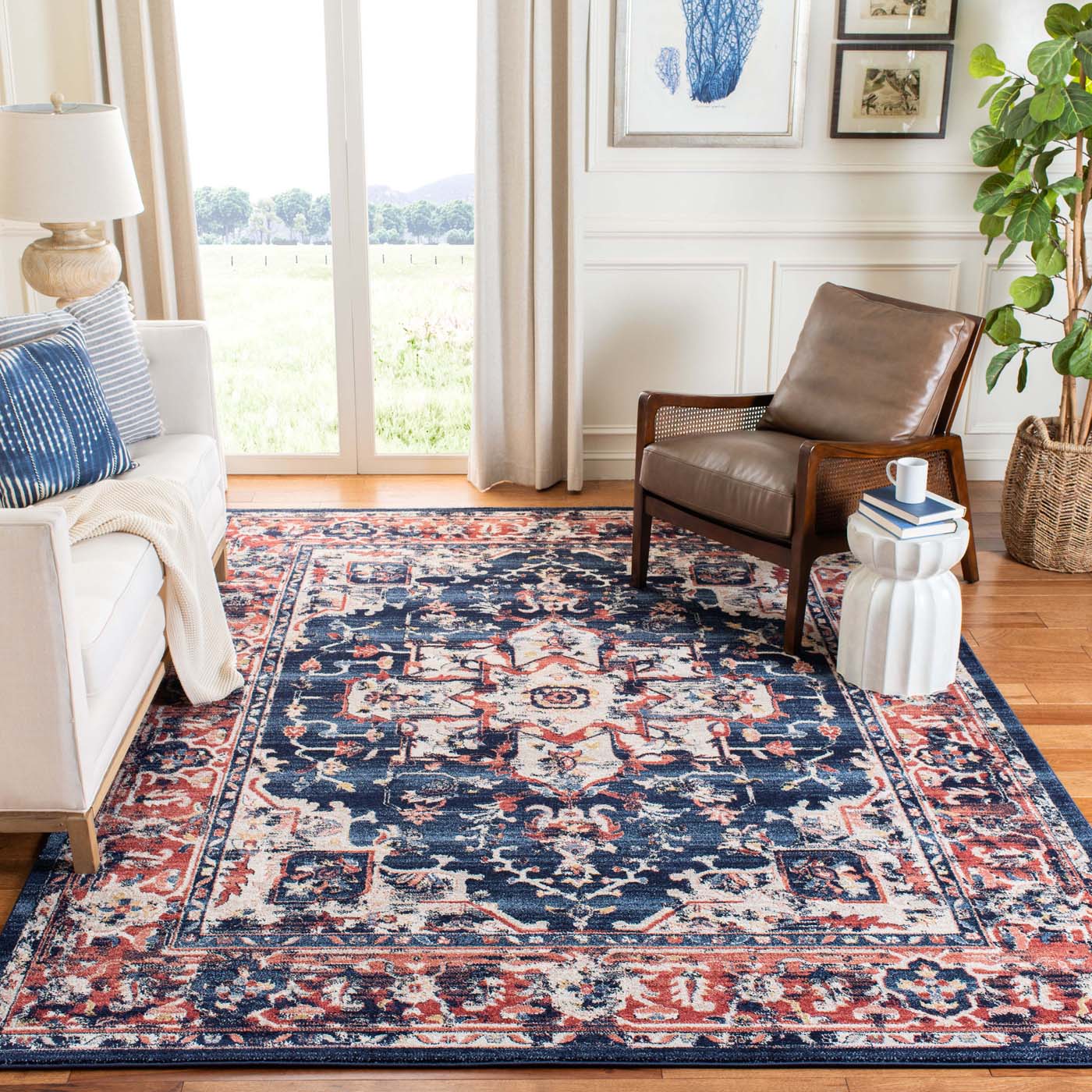 Safavieh Charleston 411 Rug, CHL411 - Navy / Red