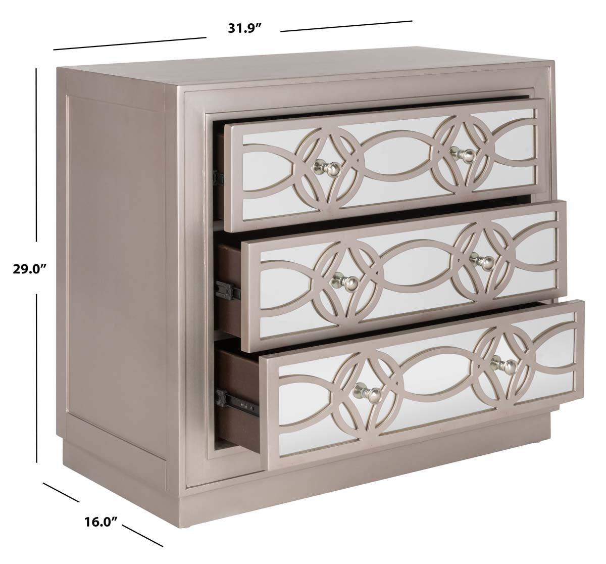 Safavieh Catalina 3 Drawer Chest , CHS6400 - Champagne/Mirror