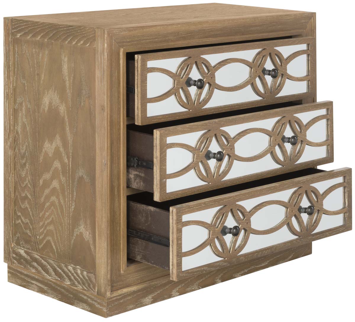 Safavieh Catalina 3 Drawer Chest , CHS6400 - Rustic Oak/Mirror