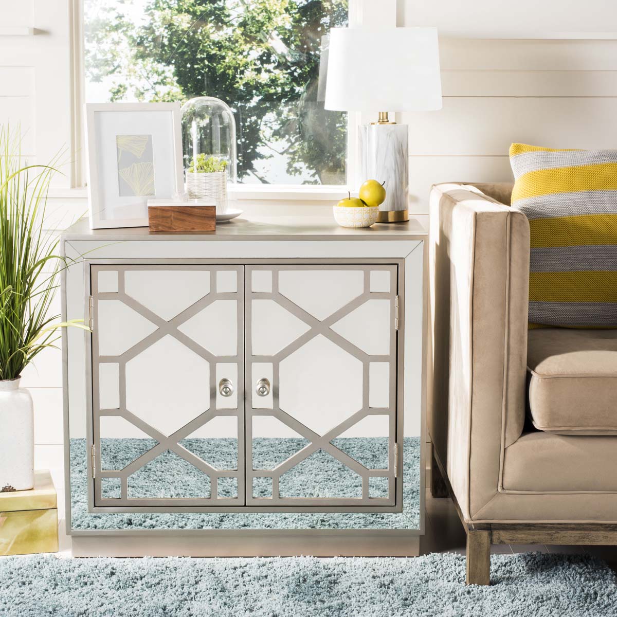 Safavieh Juniper 2 Door Chest , CHS6405 - Champagne/Mirror