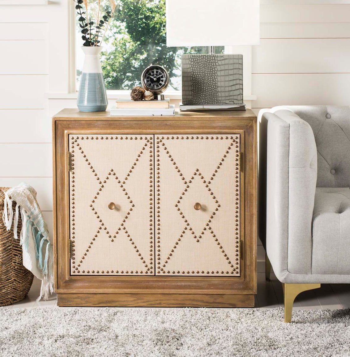 Rustic Oak/Beige Linen