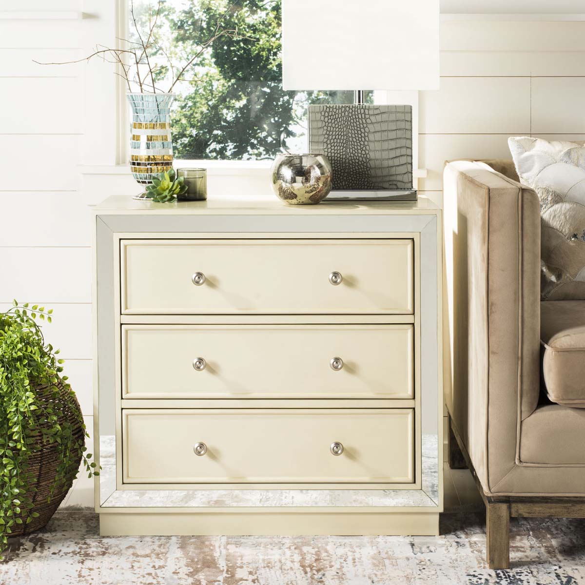 Safavieh Basie 3 Drawer Chest , CHS6414 - Antique Beige