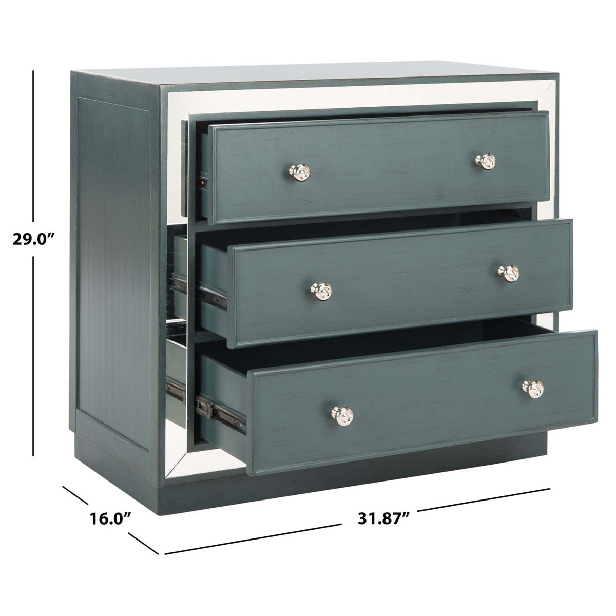 Safavieh Basie 3 Drawer Chest , CHS6414 - Steel Teal