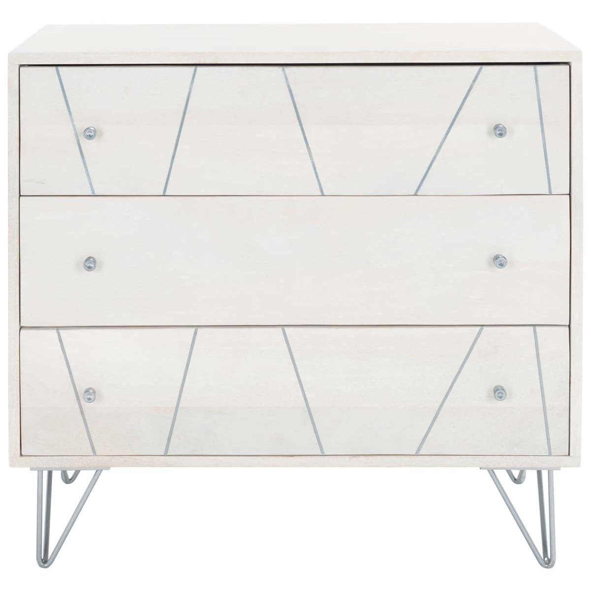 Safavieh Marigold 3 Drawer Chest , CHS9001 - White Washed / Silver